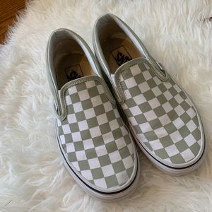 Like New Sage Green Checkered Vans